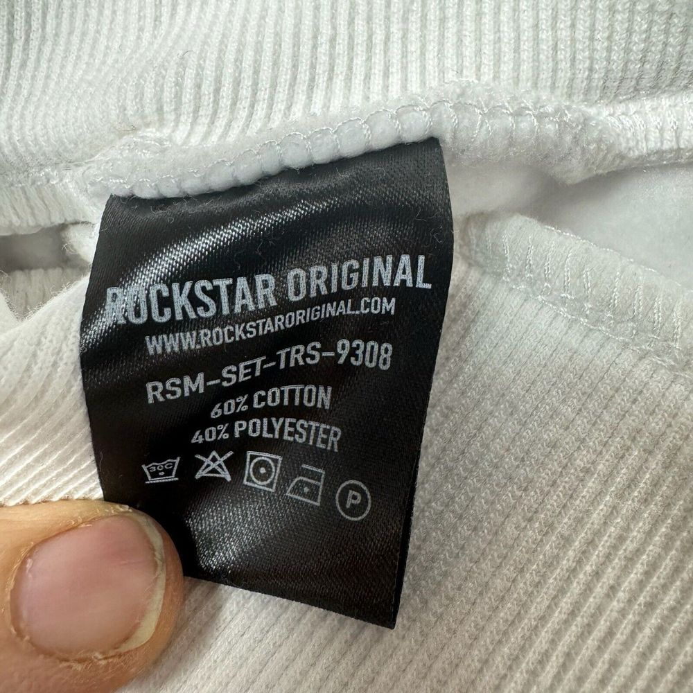 Rockstar Original Sweat Suit Mens S White Hoodie Pants Cross Spray Paint Retro - Picture 11 of 16
